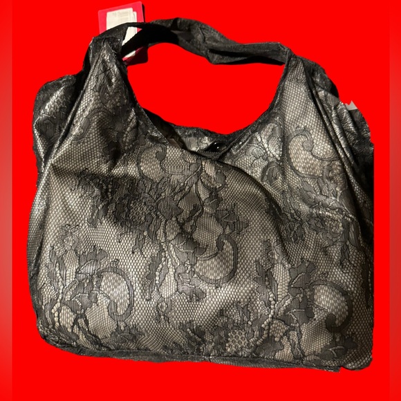 Valentino Garavani Black/Beige Lace Nuage Bow Medium Hobo Tote NWT RARE FIND - Picture 4 of 16